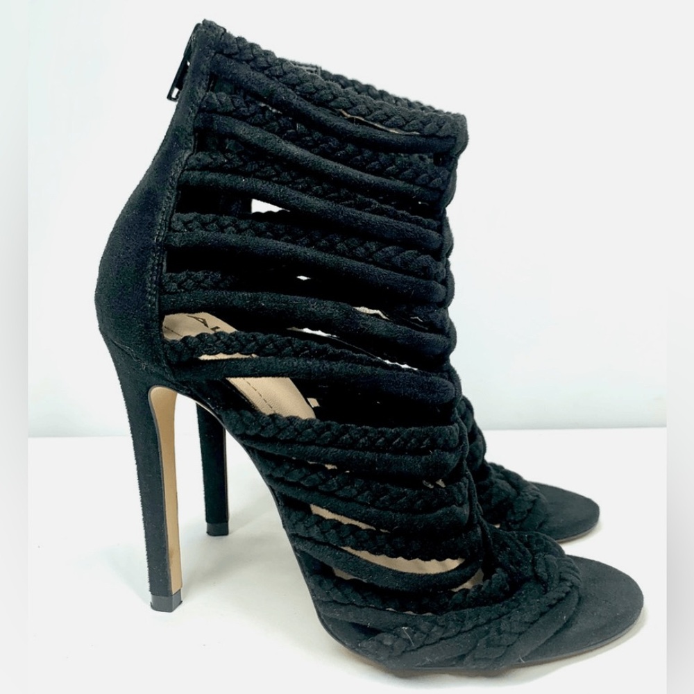 Aldo Elegant Black Braided High Heel Sandals
